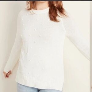 Old Navy Raised Pom Cream Sweater